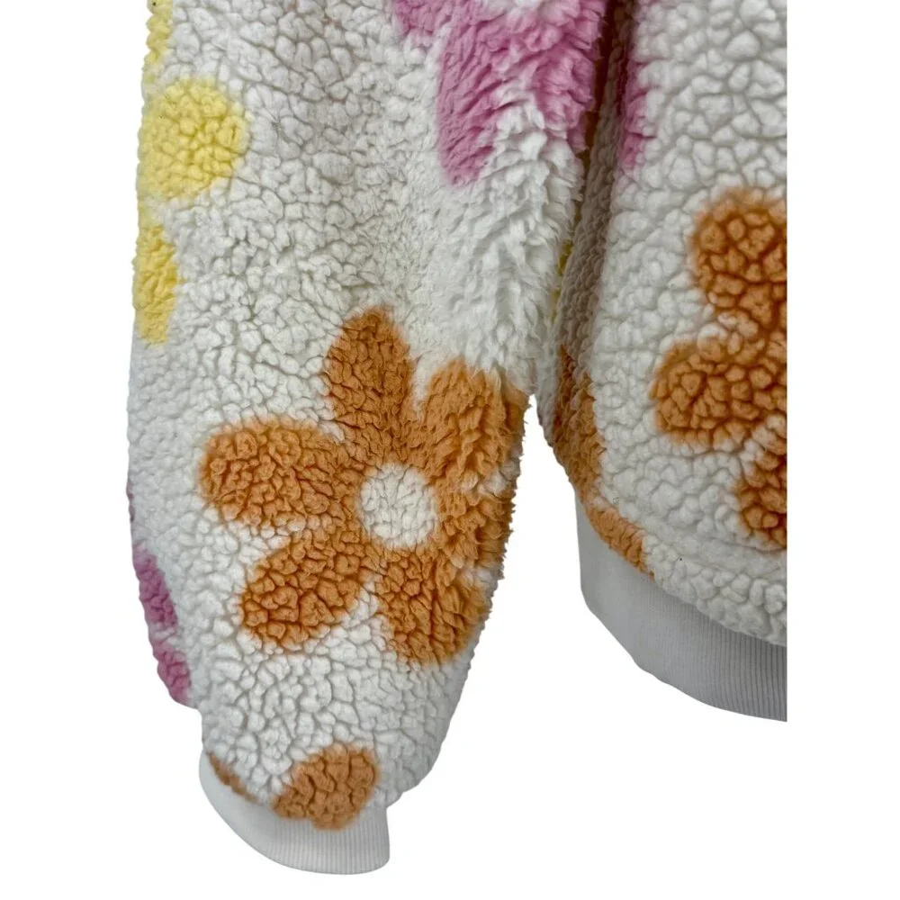 Barbie Flower Faux Sherpa Pullover Floral Hoodie Coat | Barbiecore Girlhoodcore - Picture 7 of 16